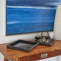 Modern Marble Tray with Raised Border Set