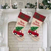 Glitzhome® 21" Truck & Tree Christmas Stockings, 2ct.