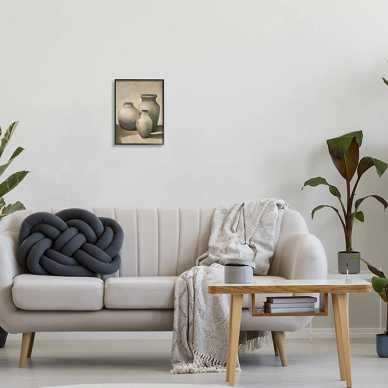 Stupell Industries Clay Plant Pottery Jars Still Life Pencil Sketch Framed Giclee Art