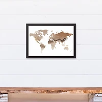 Abstract World Map Black Framed Canvas