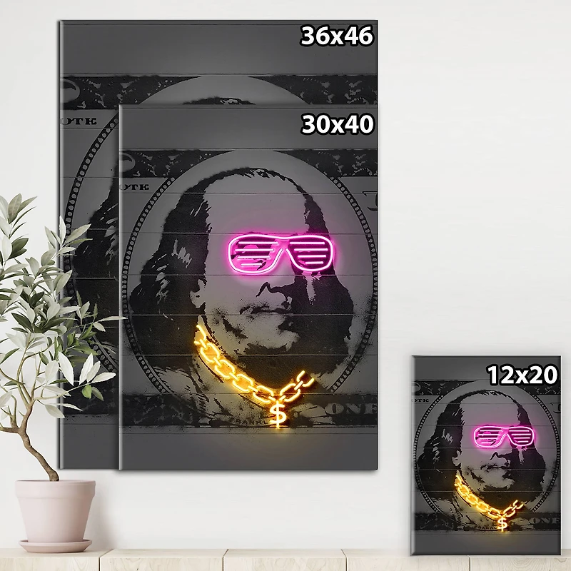 Designart - Benjamin Franklin Neon Rap