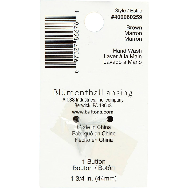 Organic Elements 1 3/4" Brown Oval Wood Button