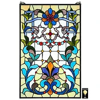 Design Toscano 28" Bonifacio Tiffany-Style Stained Glass Window Hanging Décor  