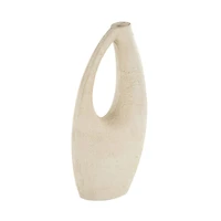 14" Cream Abstract Cutout Paper Mache Vase 