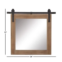 Brown Industrial Wood Wall Mirror