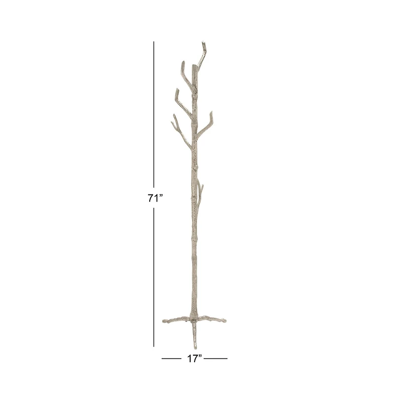 Silver Aluminum Eclectic Coat Rack, 71" x  17" x  17"