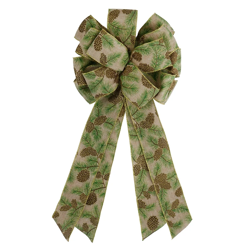 21" Faux Linen Pinecone Tree Bow by Celebrate It®