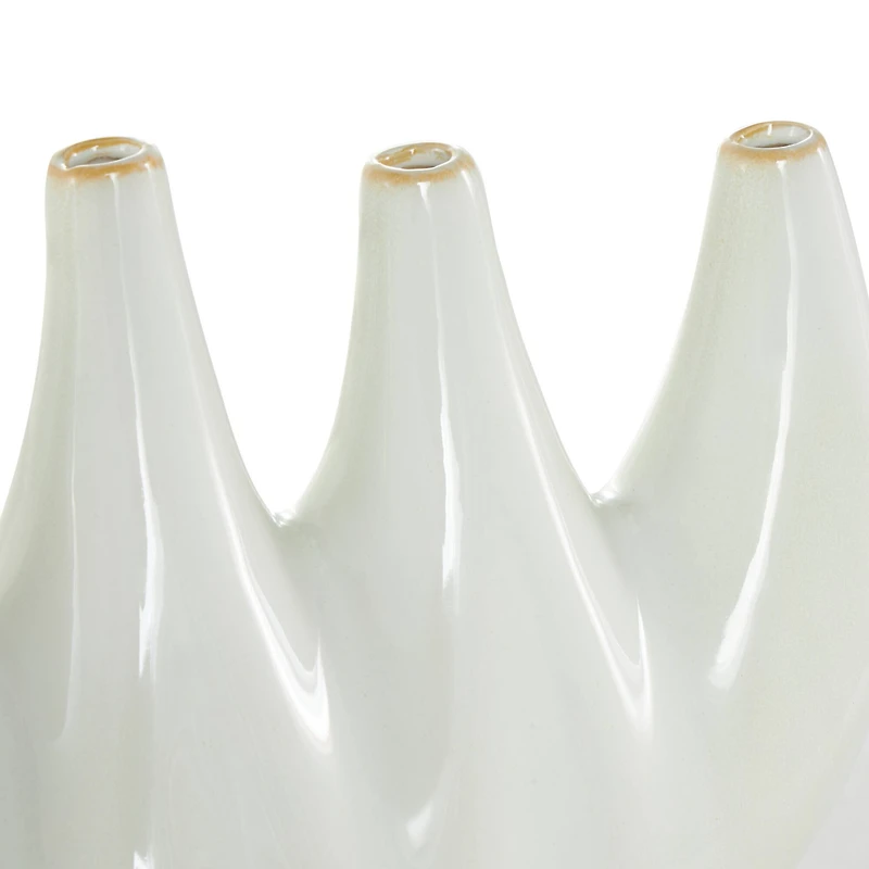 17.75" White Contemporary 6-Opening Ceramic Vase