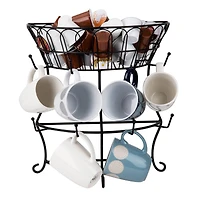 Mind Reader Black Metal Wire Cup Tree Countertop Mug Rack & Coffee Pod Storage