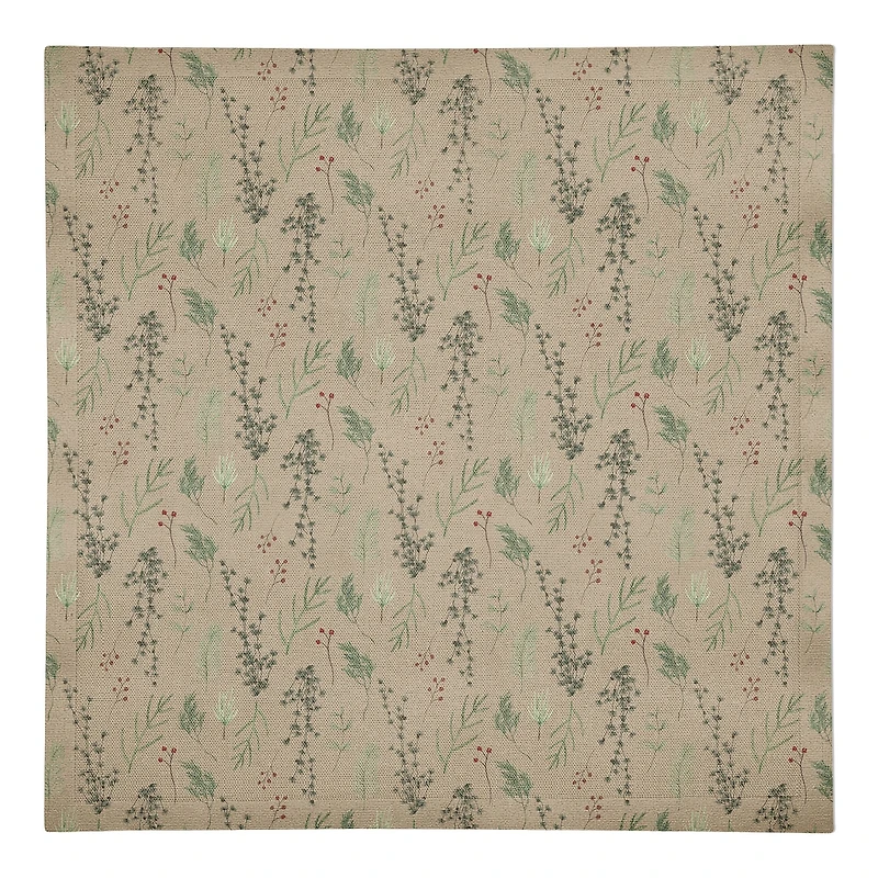 Pine Greenery on Brown Cotton Twill Napkin