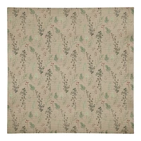 Pine Greenery on Brown Cotton Twill Napkin