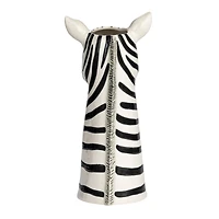 Hello Honey® 11.5" White & Black Hand-Painted Decorative Stoneware Zebra Vase