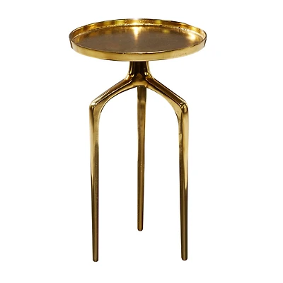 22" Gold Aluminum Contemporary Accent Table