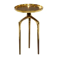 22" Gold Aluminum Contemporary Accent Table