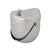 Hello Honey 1-Quart Stainless Steel Double-Wall Ice Bucket with Handle and Curved Lid, Brushed Nickel Finish