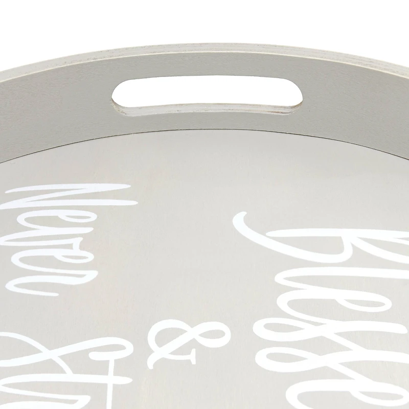 Elegant Designs™ 13.8" Round Blessed & Never Stressed Serving Tray with Handles