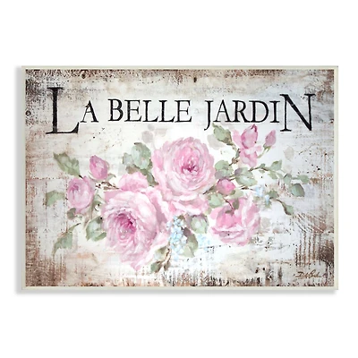 Stupell Industries La Belle Jardin Vintage Parisian Advertisement Pink Roses Wall Plaque