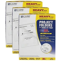 C-Line® Clear 11" x 8.5" Poly Project Folders, 3 Pack of 25
