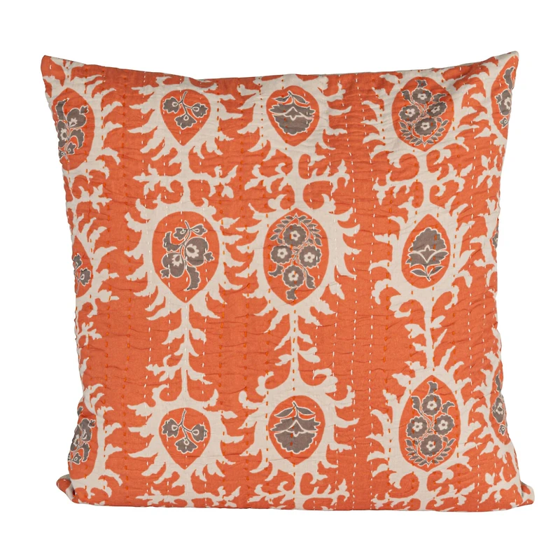 Hello Honey® 20" Orange Oval & Floral Accent Pillow