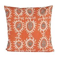 Hello Honey® 20" Orange Oval & Floral Accent Pillow