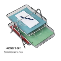 Mind Reader Network Collection Silver Metal Mesh 3-Tier Paper Tray