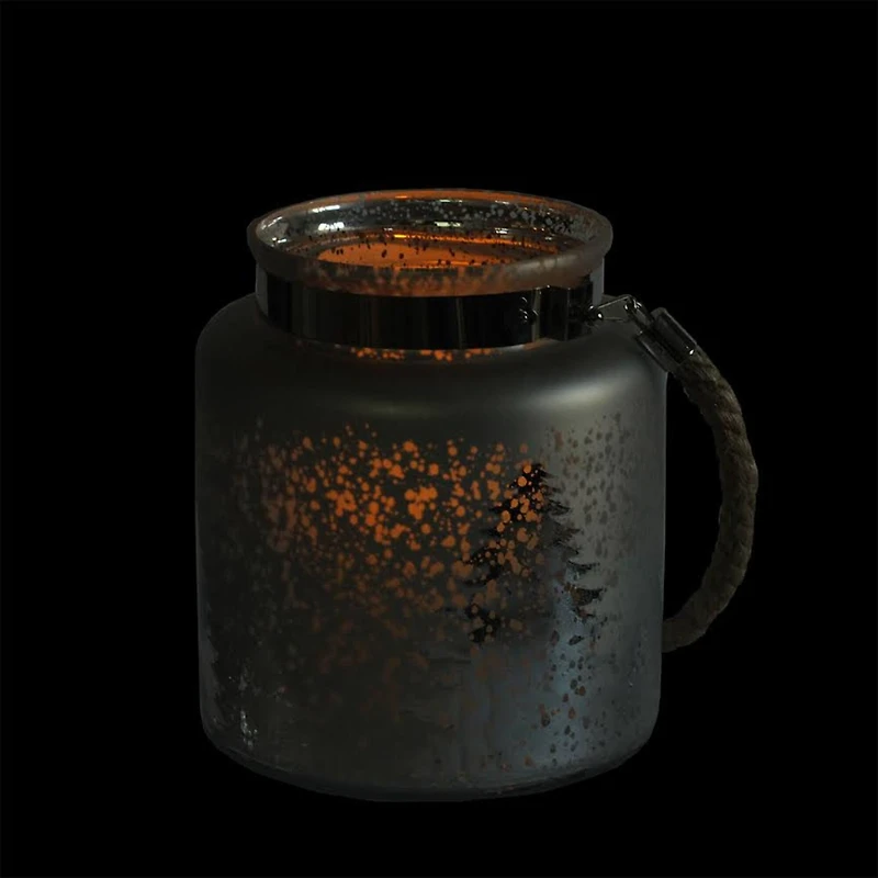 8" Reindeer & Tree Silhouette Pillar Candle Holder with Handle