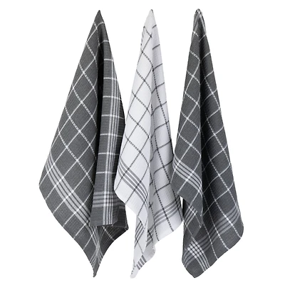 DII® J&M Gray Waffle Weave Dishtowel & Dishcloth Set