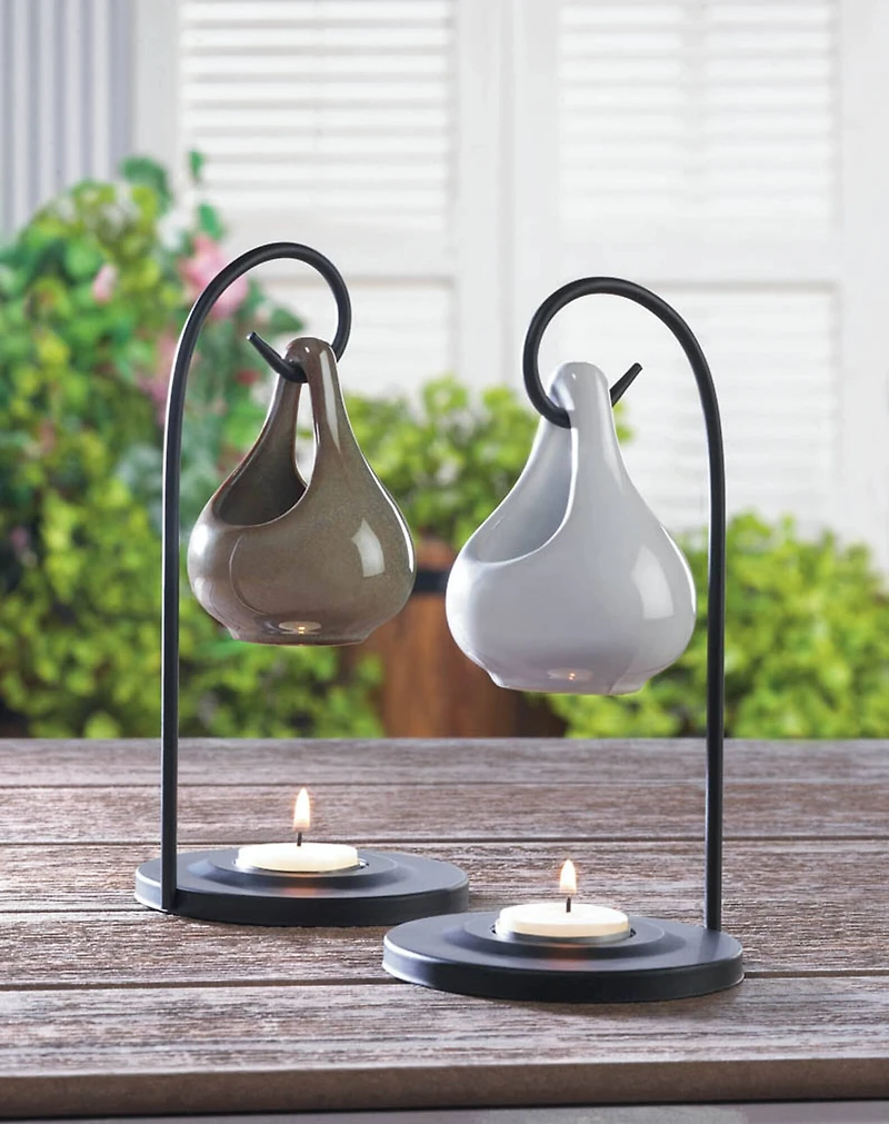 7.5" White Porcelain Tear Drop Tea Candle Oil Warmer