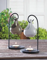 7.5" White Porcelain Tear Drop Tea Candle Oil Warmer