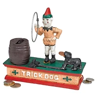 Design Toscano 7" Circus Clown & Trick Dog Authentic Foundry Iron Mechanical Bank