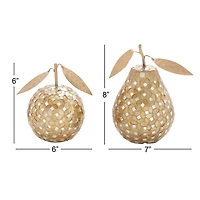 Gold Metal Glam Fruit Sculpture Set