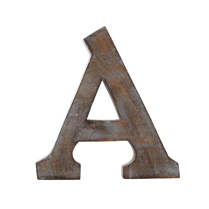 8" Brown Mango Wood Letter Set