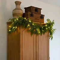 6ft. Pre-Lit Artificial Real Touch Norfolk Island Pine Garland with 35 Warm White LED Lights and Natural Look