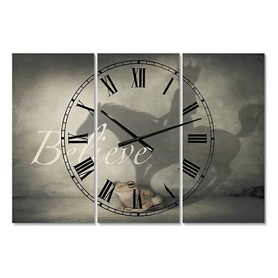 Designart 'Believe Shadow Ii Large Cottage Multipanel Wall Clock