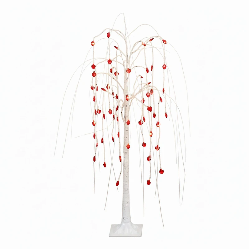 4ft. Pre-Lit Artificial Valentine's Day Willow Tree with 48 Heart Shaped LED Lights