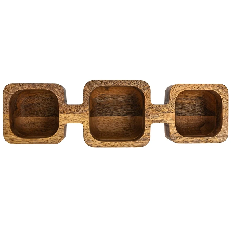 Hello Honey® Natural 3-Section Mango Wood Dish