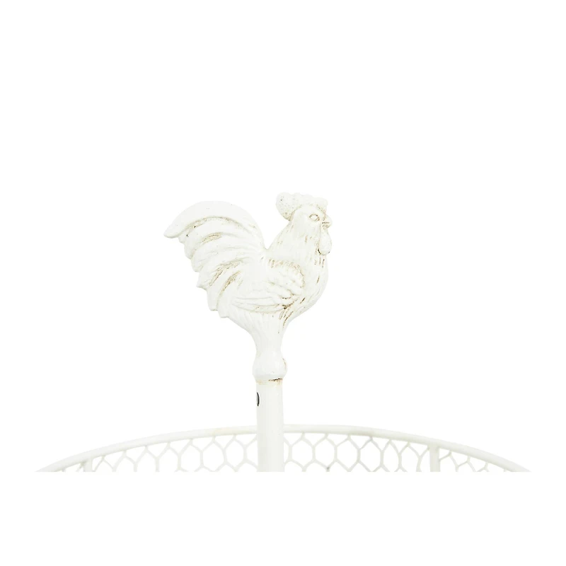 Hello Honey® 18.5" 2-Tier Wood & Metal Round Trays With Rooster Top
