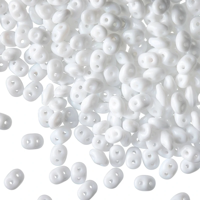 12 Pack: John Bead White Superduo Czech Glass Oval Beads, 18mm