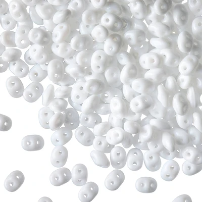 12 Pack: John Bead White Superduo Czech Glass Oval Beads, 18mm