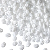 12 Pack: John Bead White Superduo Czech Glass Oval Beads, 18mm