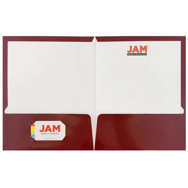 JAM Paper Maroon Glossy 2-Pocket Folders, 6ct.