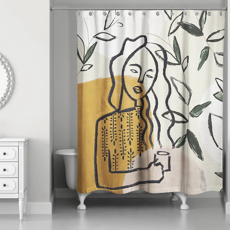 Earthy Abstract Figure II 71" x 74" Shower Curtain