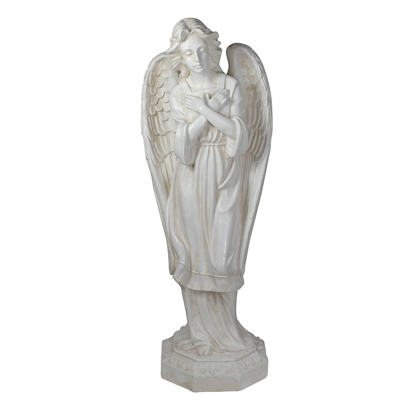 30" Ivory Angel with Arms Folded Outdoor Garden Statue