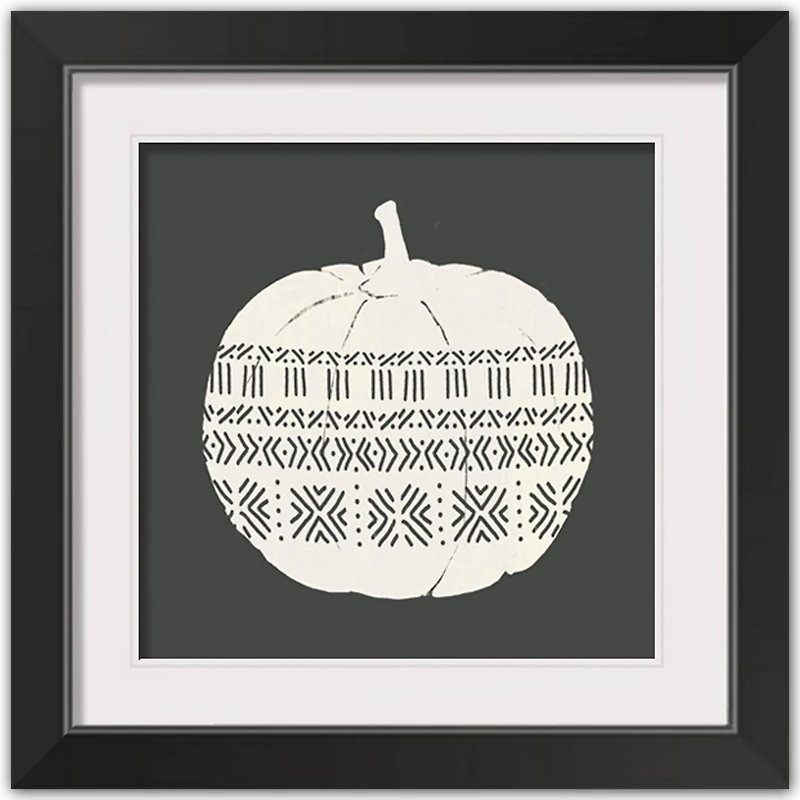 Patterned Pumpkin Halloween Print in Black Frame
