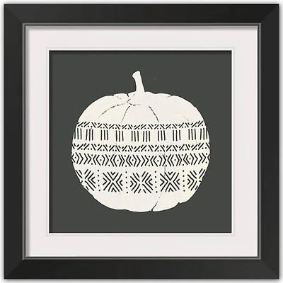 Patterned Pumpkin Halloween Print in Black Frame