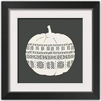 Patterned Pumpkin Halloween Print in Black Frame