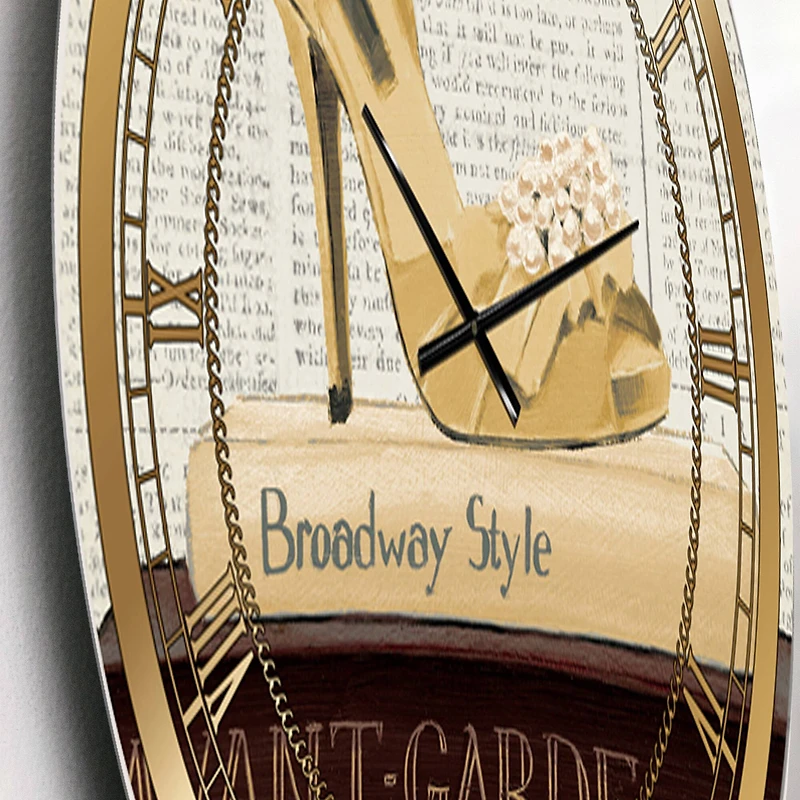 Designart 'Gold Fashion High Hells Iii Glam Wall Clock