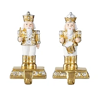 Glitzhome® Christmas Resin Nutcracker Stocking Holder Set