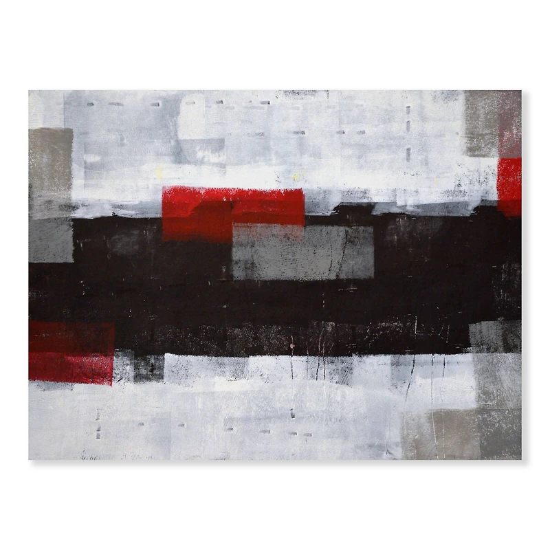 Designart - Grey and Red Abstract Art Painting