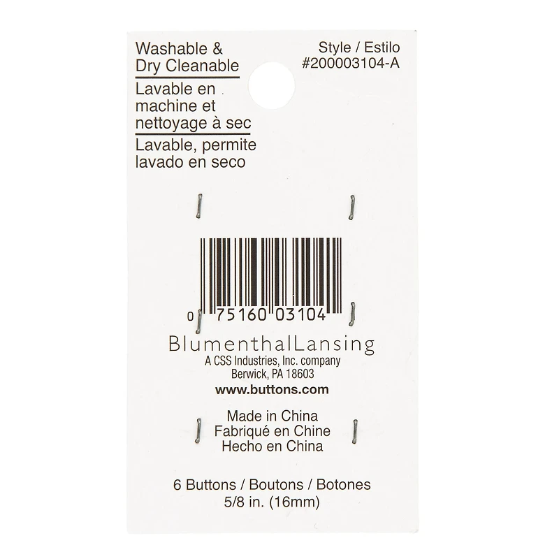 LaMode® 5/8" Beige & Stripe 4-Hole Buttons, 6ct.